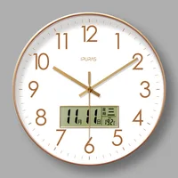Simple digital clock With calendar wall clock quiet accurate travel time living room household wall hanging quartz clock 6514 1