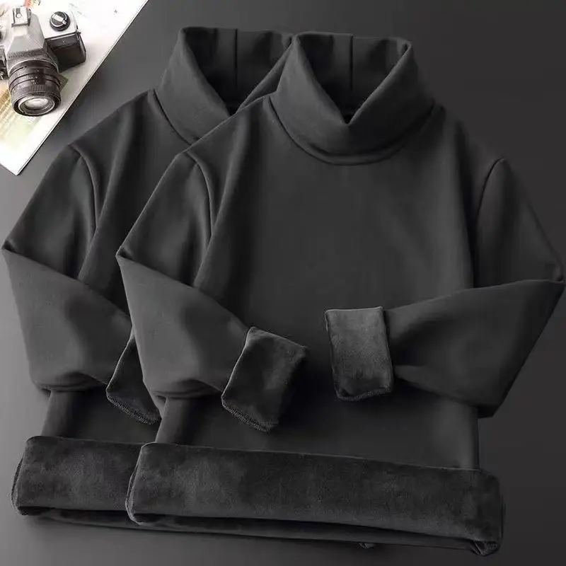 New Men's Clothing Autumn Winter Thick Long Sleeve High-neck Fashion Casual Slim All-match Comfortable Solid Color Pullovers