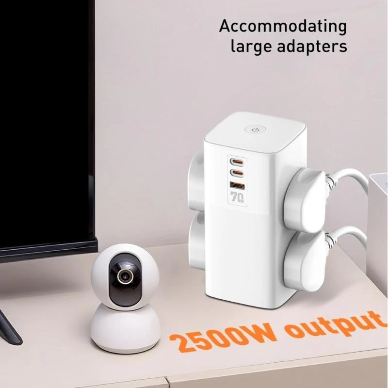 70W 파워 스트립 타워가 USB 포트와 홈 오피스의 과부하 보호