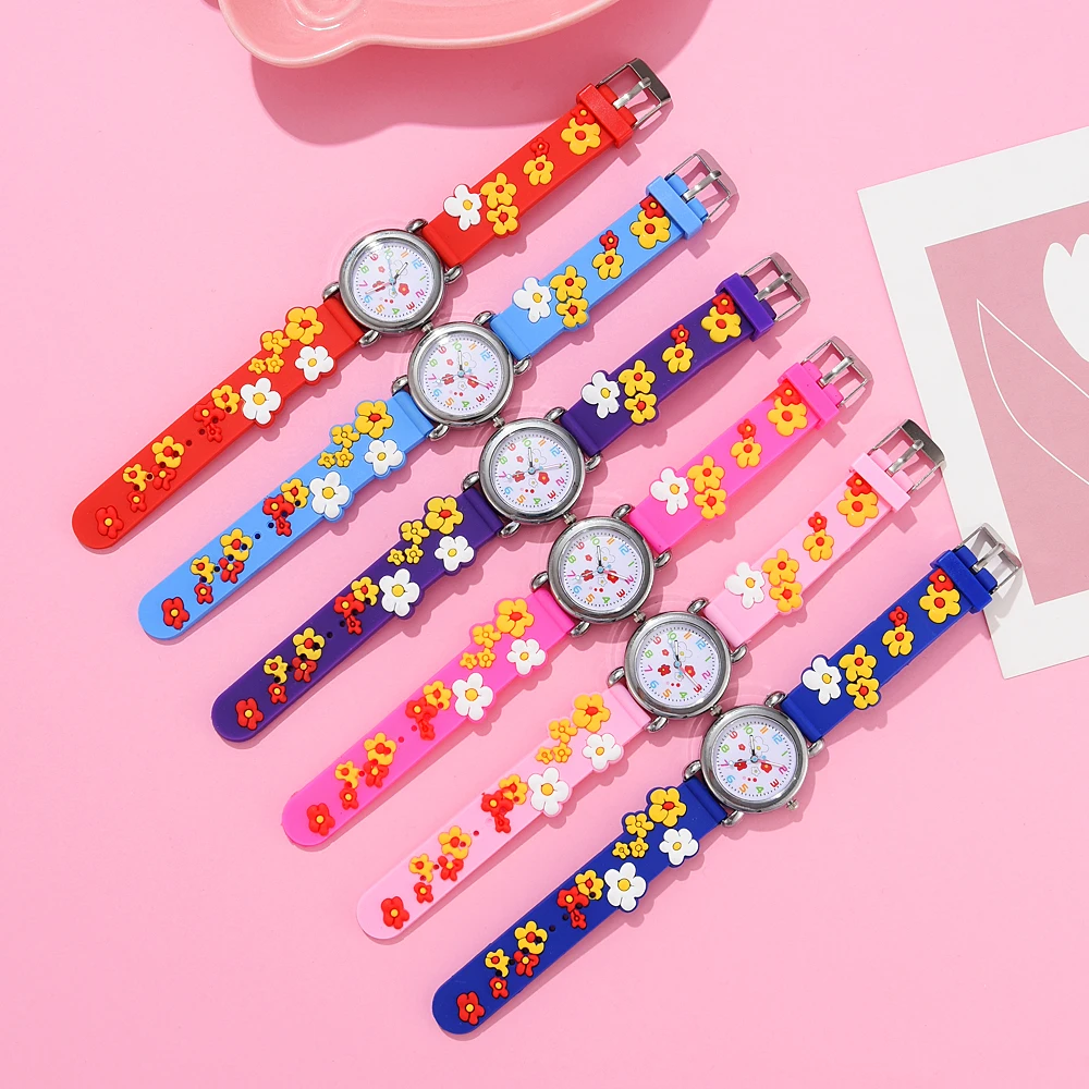 Kids Watch Cartoon Watches Pink Silicone Quartz Wristwatch Birthday Gift Girl Boy Children Study Time