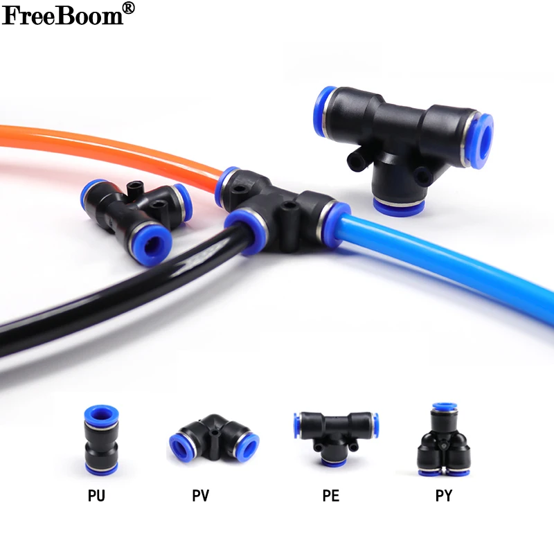 1 ~ 30pcs PNEUMATIC อุปกรณ์ PY/PU/PV/PE Series OD4mm 6 มม.8 มม.10 มม.12 มม.14 มม.16 มม.ท่อ Quick PUSH in ท่อ Jions 1