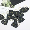 Wholesale free custom initial keychain metal ring embossed croco pattern genuine leather heart car leather keychains 5