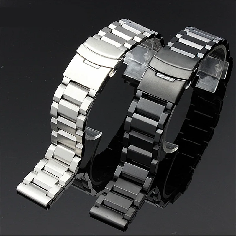 

Stainless Steel Watch Band Strap Women Men Metal Watchband Link Bracelet 18mm 20mm 22mm 24mm Brushed Accessories Silver Black