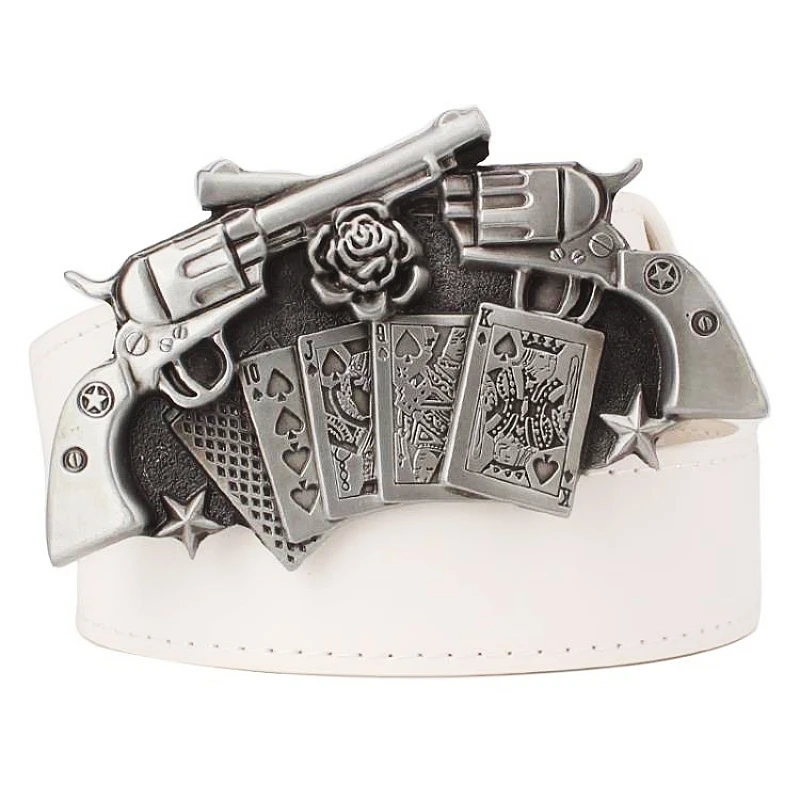 Rose Gun Gürtel Metall Schnalle Glück Glücksspiel Poker Wetten Heavy Metal Rock Dekorative Gürtel Punk Stil Spielkarte Straße Hüfte hop – Detail 5