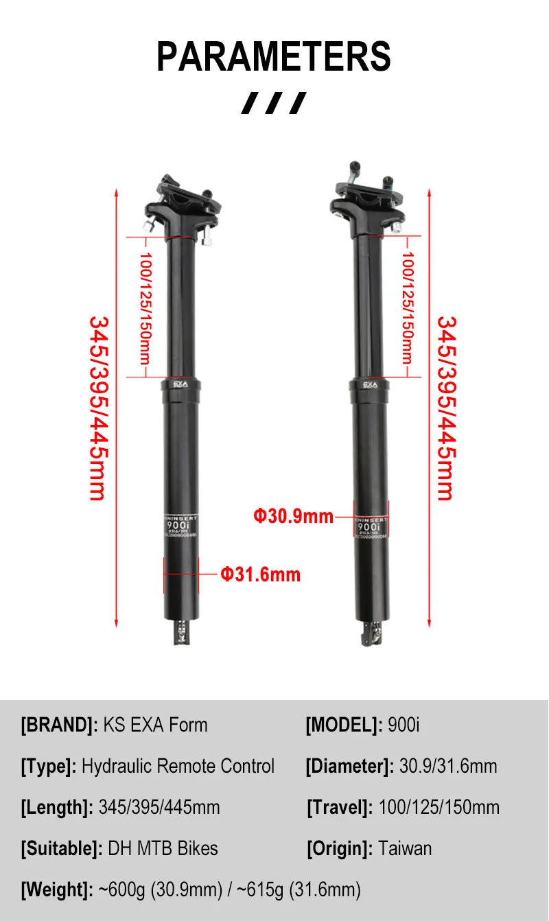 KS 900i Remote Control Bike Dropper Seat Post 100 125 150mm Travel 30.9 31.6mm Alloy Hydraulic Adjustable MTB Bicycle Seatpost