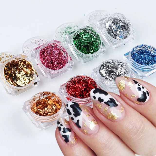 3d Nail Art Foil Flakes Decoration Chunky Glitter Gold Silver Pack Of 12  Acrylic Designs Manicure Tool - Nail Glitter - AliExpress