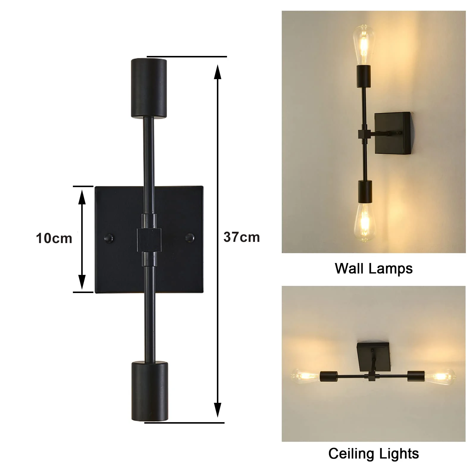 Vintage Two Arm LED Wall Lamp E27 Bedroom Bedside Lighting 2 Double Head Bathroom Mirror Wall Light Vanity Fixture Ceiling Light