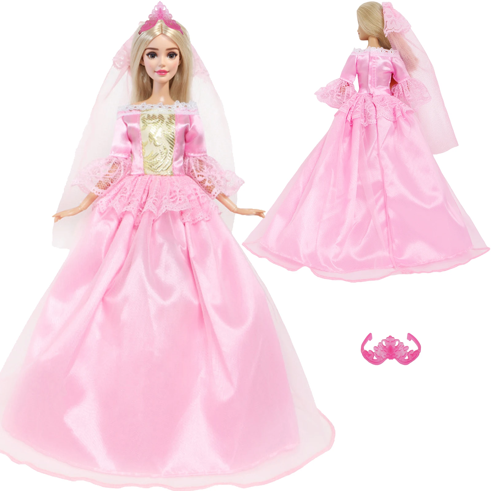 Doll Accessories Doll Clothes 1x Wedding Party Dress Lace Gown Evening Party Princess Skirt Veil Clothes For Barbie Doll Accessories Kids Toys