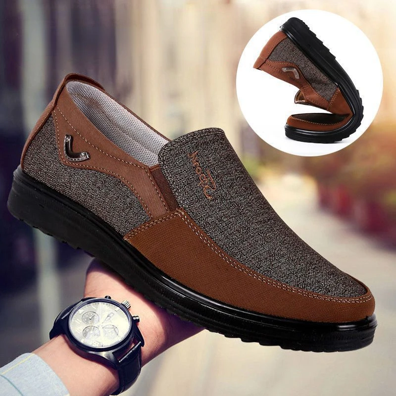 

Spring Summer Breathable Casual Shoe Soft Soles Middle-aged Elderly Father Shoe Light Vulcanized Shoe Comfortable Men Cloth Shoe