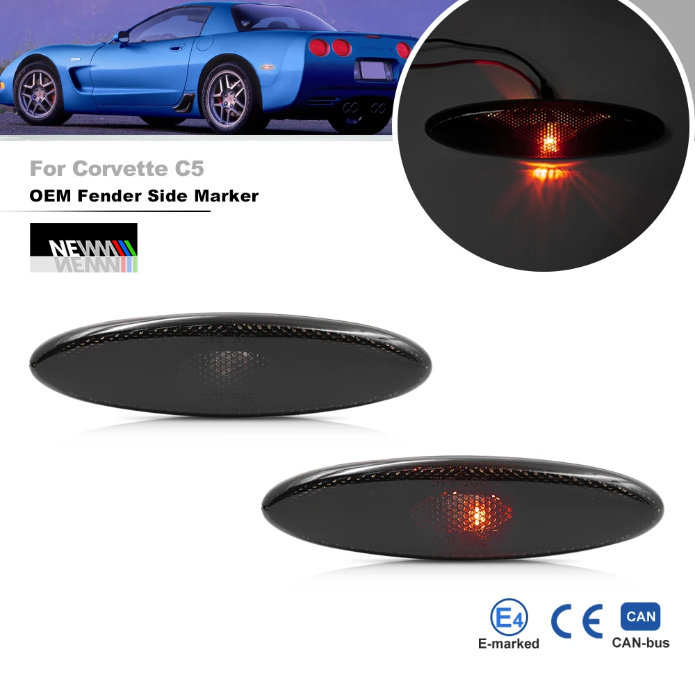 2X Fumed Corvettec C5 Oem Side Marker Light Per 1997-2004 Chevrolet Corvette C5 Z06 Rosso Parafango Posteriore Indicatori Di Direzione