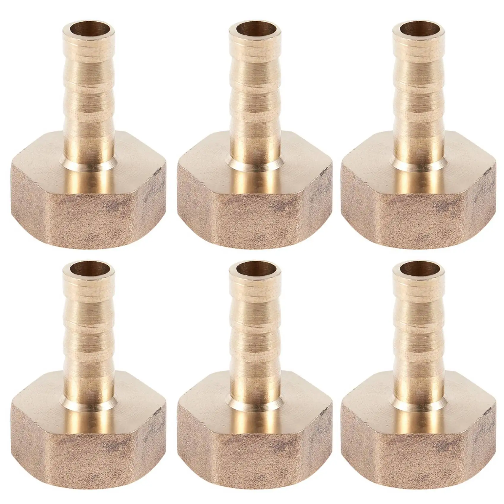 

6 Pcs 1/2 BSP Female Thread 8mm Air Pneumatic Gas Hose Barbed Fitting Gold