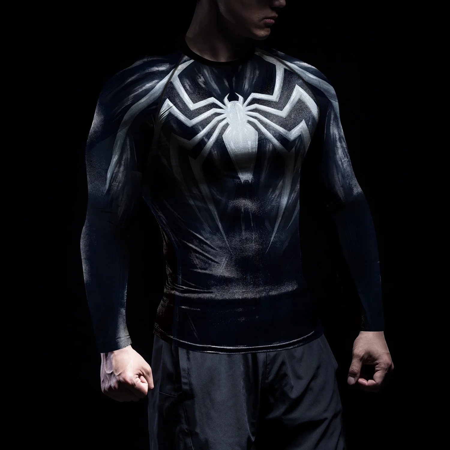 NADANBAO Cosplay Superhero Compression Shirts Men Spider Pattern Printed Costume Tee Shirt Gym Fitness Sportwear Rash Guards