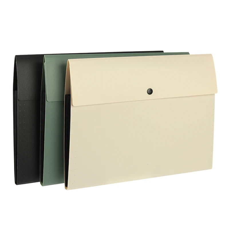 A4 Horizontal Folder Multi-layer Student Storage Bag 5 Layers Test Paper Press Button Large Capacity File Folder Transparent Folder File Bag