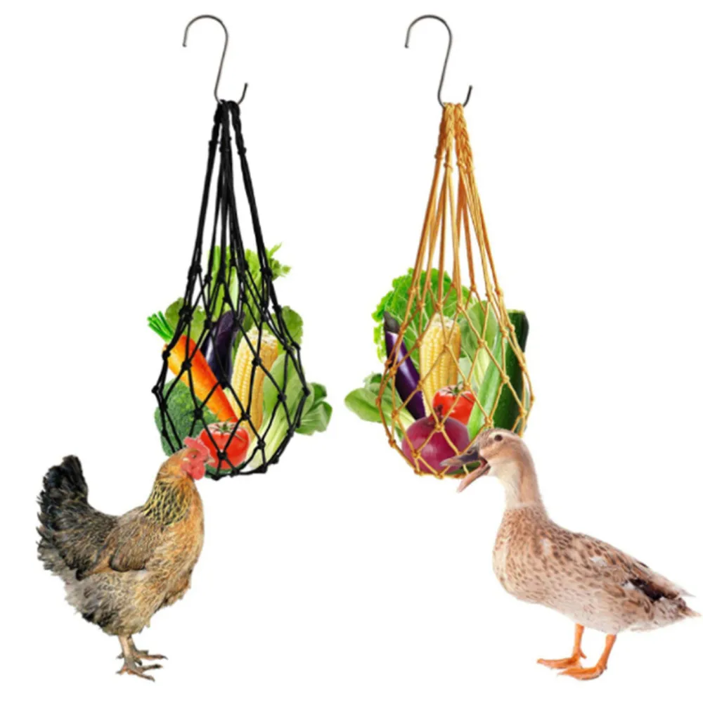 Chicken Toys for Coop Vegetable Hanging Feeder Poultry Fruit Veggies Skewer Holder Cabbage String Bag Treat Chewing Foraging Toy |