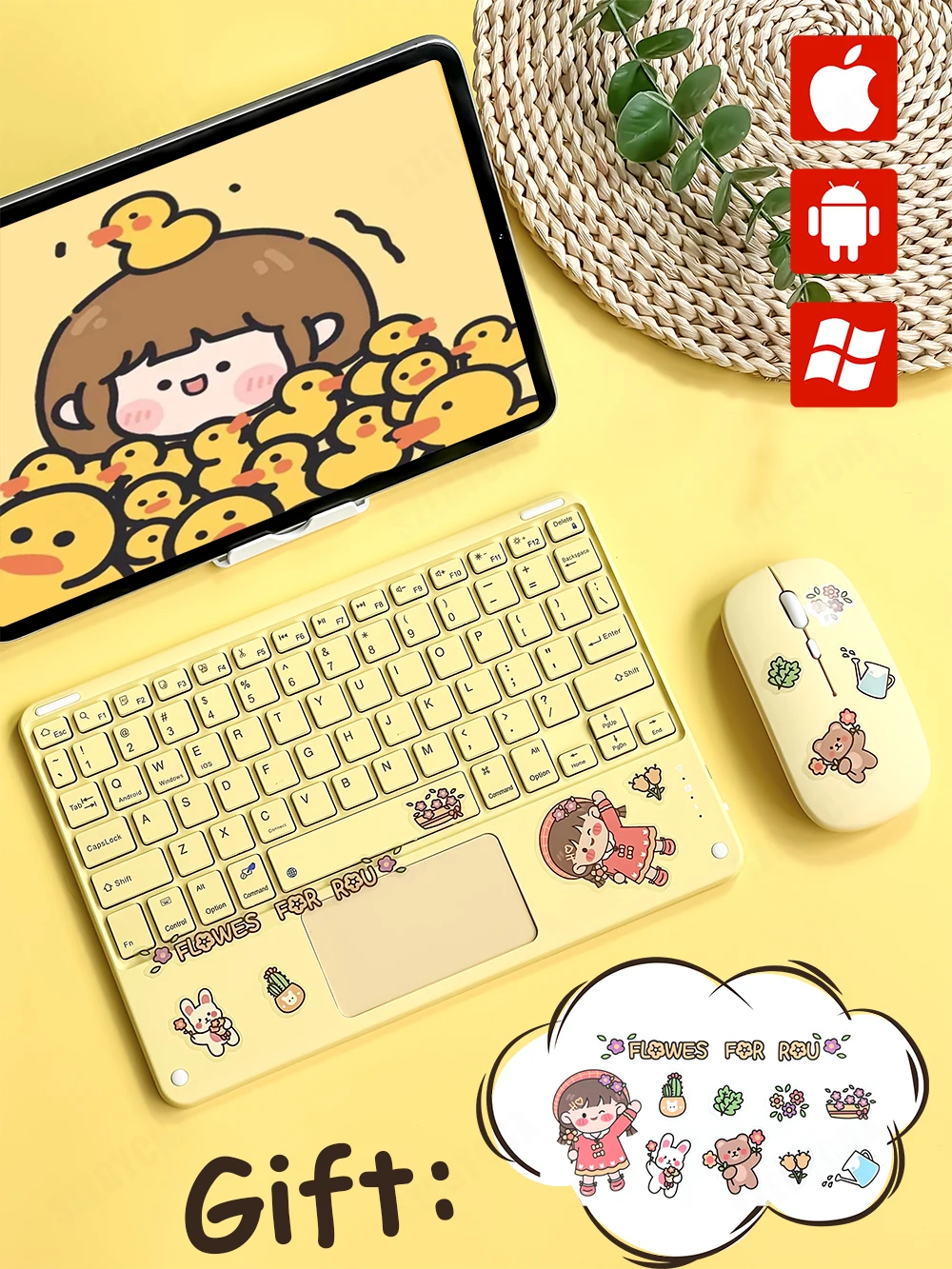 Tablet Android Ios Windows Per Ipad Tastiera Mouse Wireless Bluetooth Teclado Pro Air Per Xiaomi Samsung Huawei 9 10 11 Pollici