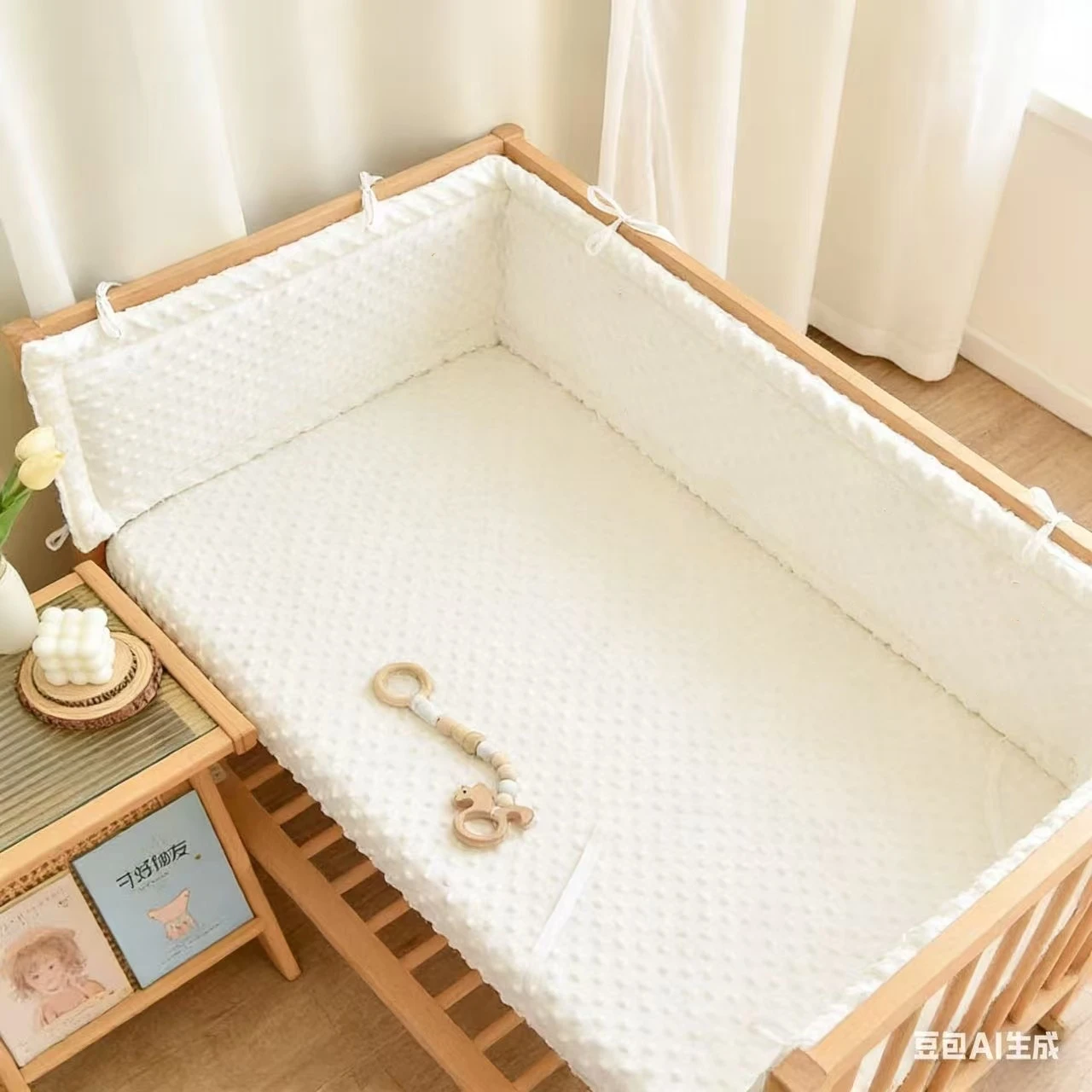 1-teiliger Krippen-Stoßfänger für Neugeborene, Kissen-Schutz, Babybett-Stoßfänger für Neugeborene, weicher, dicker Stoßfänger aus Baumwolle – Detail 18