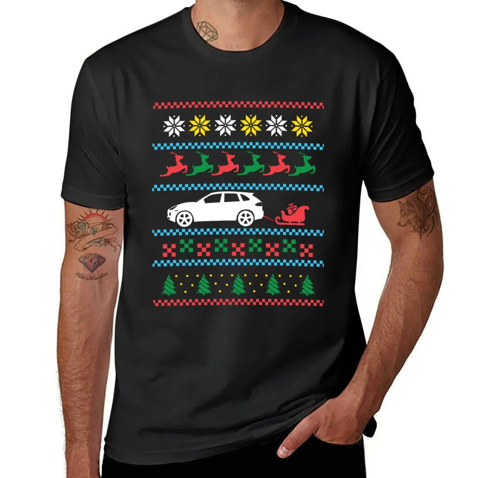 

Funny Christmas Knitted Style Sport SUV T-Shirt T-Shirt anime clothes custom t shirt anime plain black t shirts men