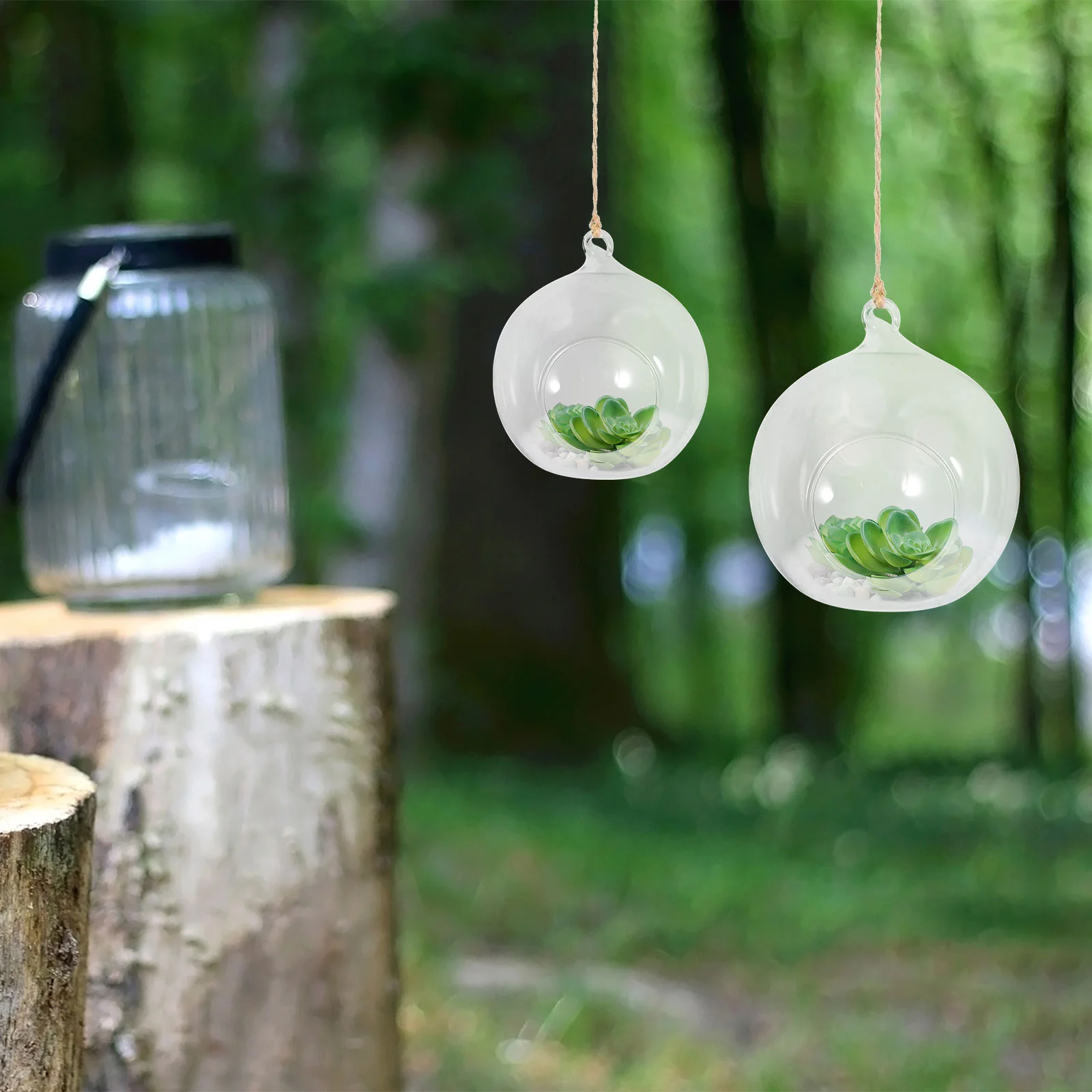 

10Pcs Hanging Glass Terrarium Clear Stand Glass Globe Tealight Holder