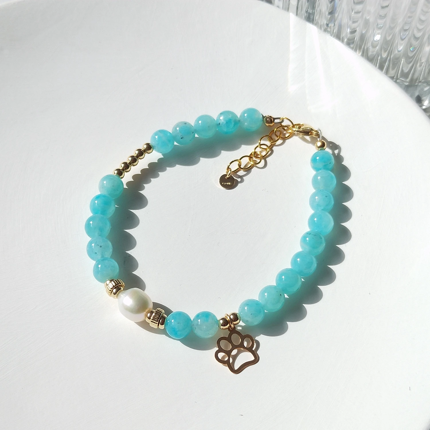 Lii Ji Amazonite Natural Stone 14K Gold Filled Adjustable Bracelet Gold Luxurious Fashion Jewelry For Women Girls Gift 5