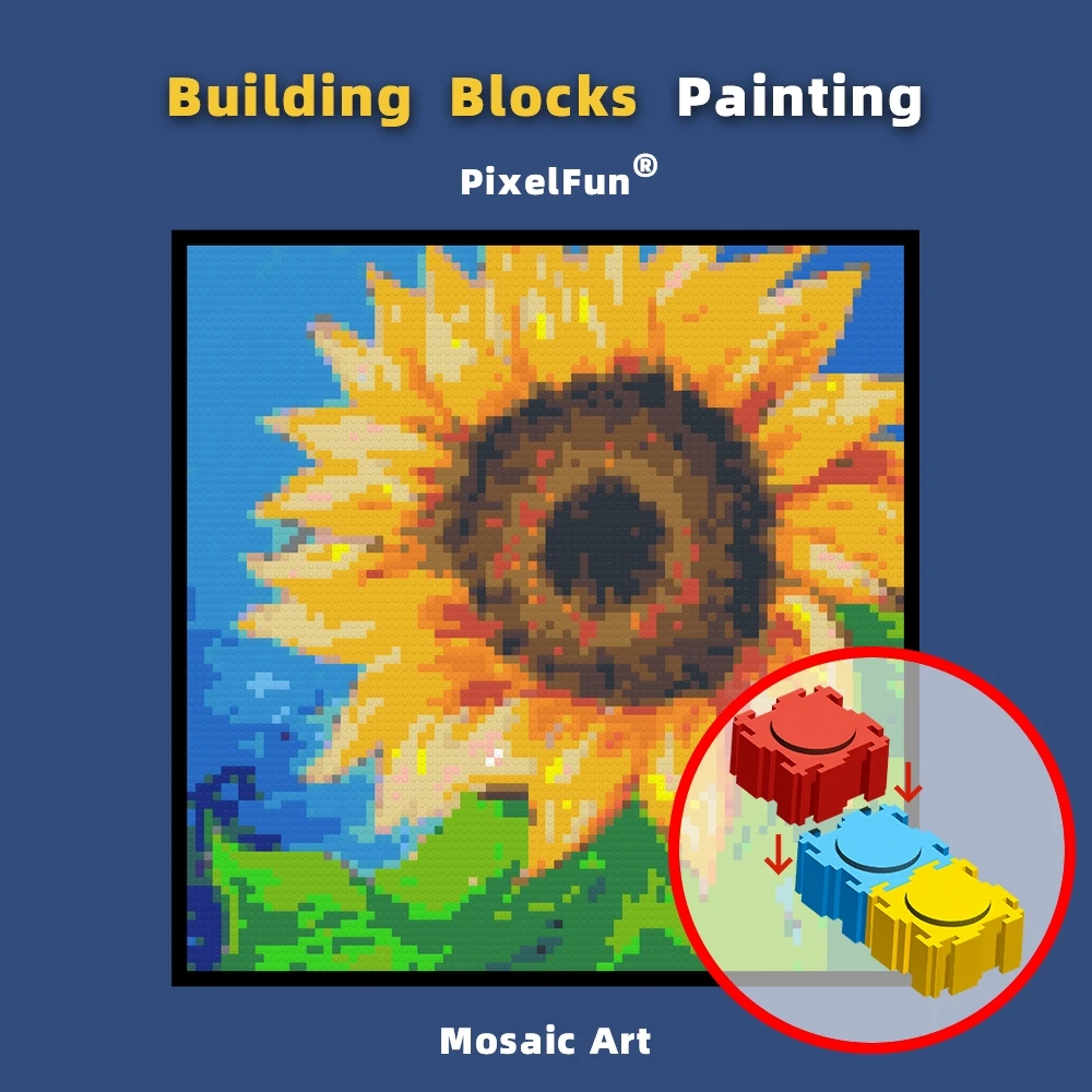 

Diy Building Blocks Painting Sunflower Mosaic Dots Pixel Art Photo Custom Home Decoration Birthday Christmas Gifts For Girls and