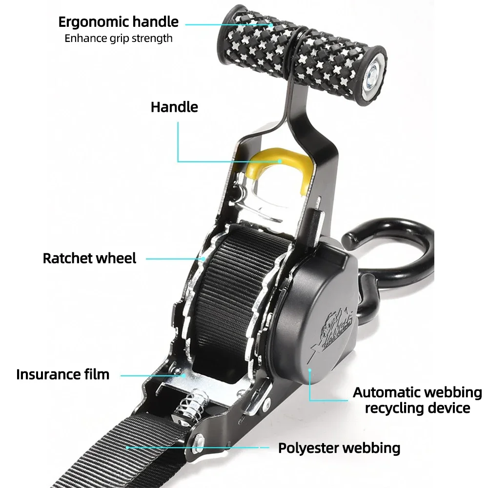 Auto Straps For Cargo Tape Retractable Belts For Load Luggage Strap Ratchet Tensioner Belt Motorcycles Ratchet Strap Car