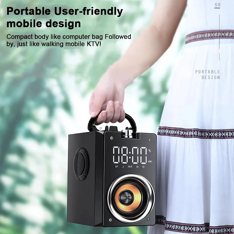 Wooden Super Bass Wireless Bluetooth Speakers Portable High Power Stereo Subwoofer Music Center Support TF FM Radio HIFI_voghion.com