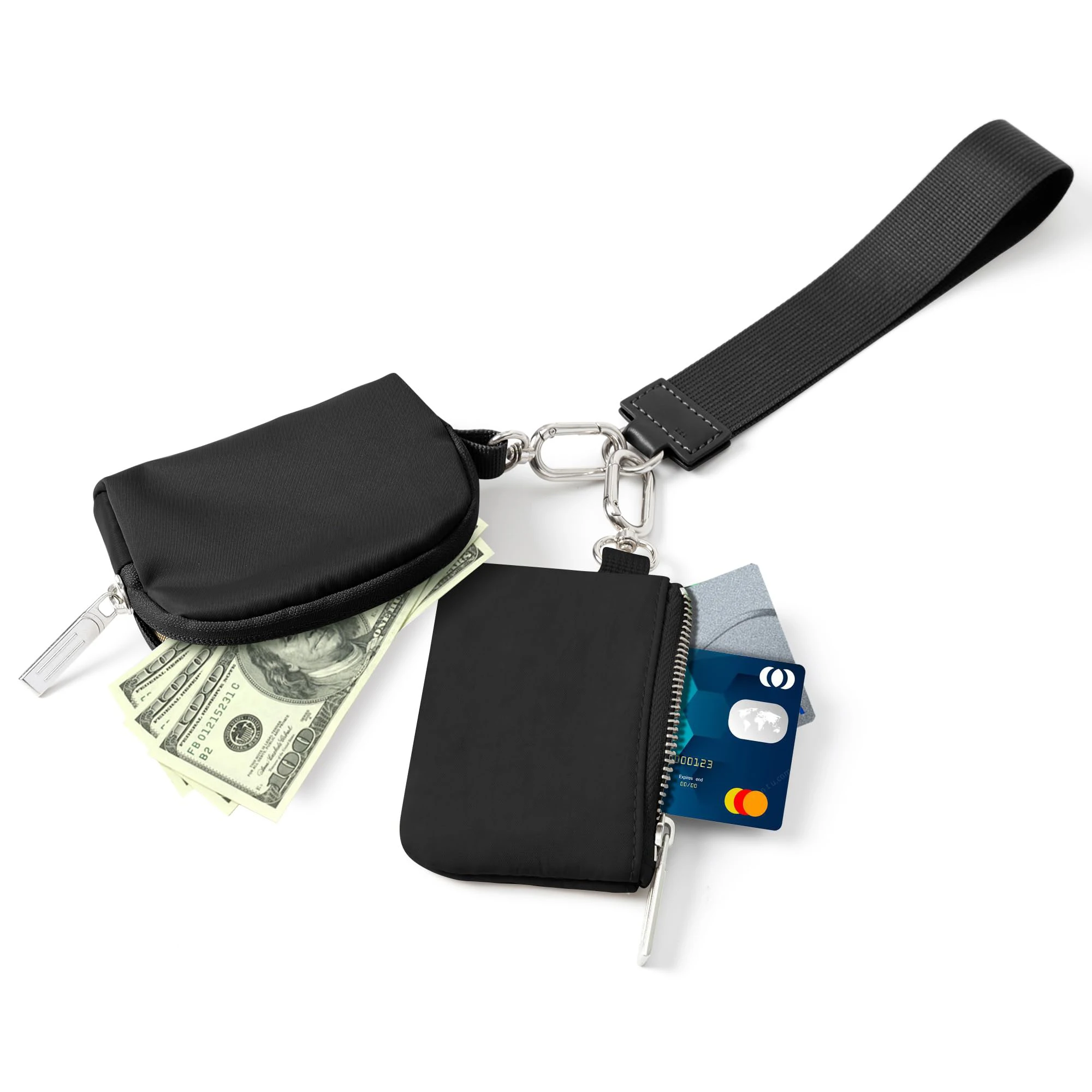 Mini Zip Around Wristlet Wallet for Women Dual Pouch Wristlet Portable for Mini Women Coin Pock