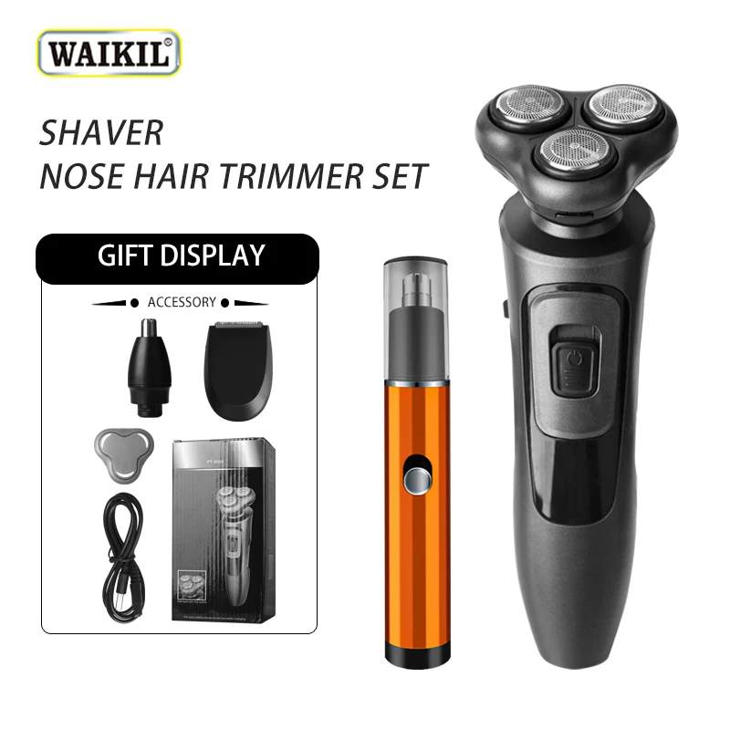 WAIKIL New Multi functional Razor Set Professional Nose Hair Trimmer Mini Portable Scissors USB Rechargeable Cordless Scraper