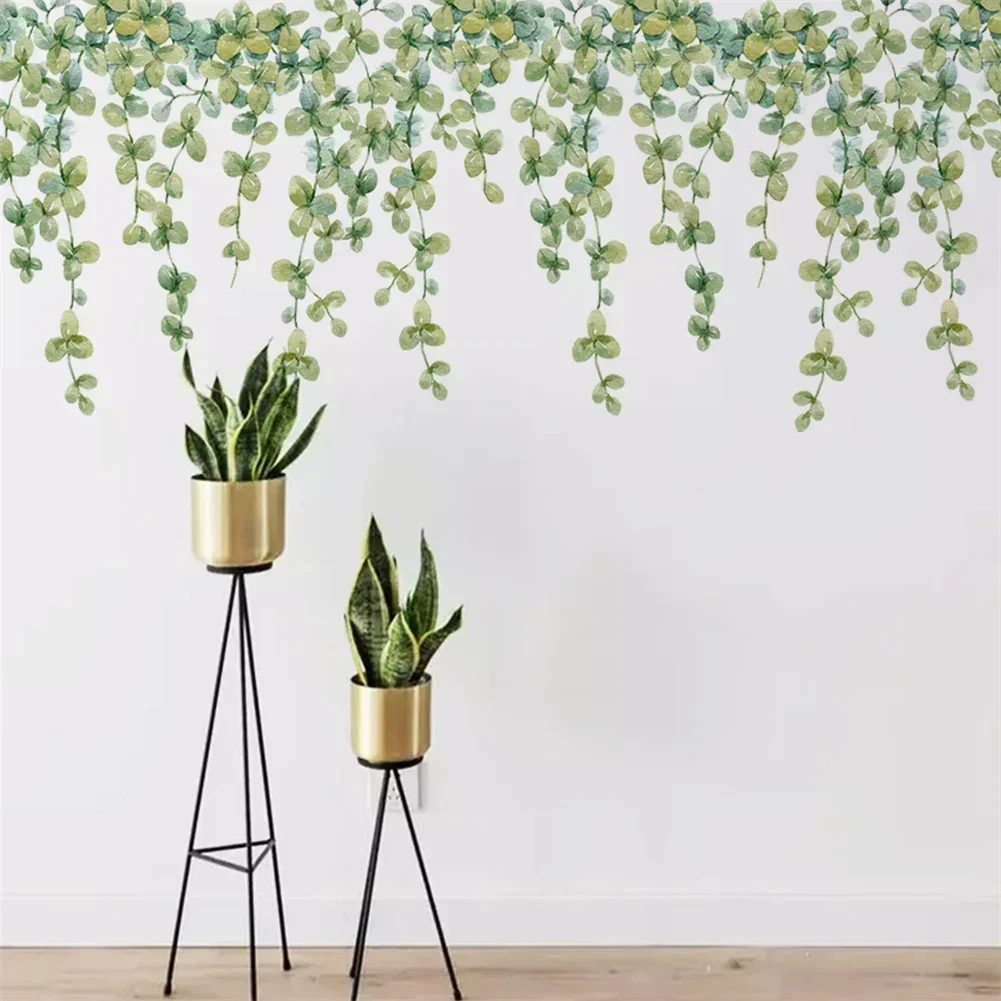 Wall Stickers Eucalyptus Leaf Waterproof Mothproof 2pcs/set For Toilet Door/wall TV Background