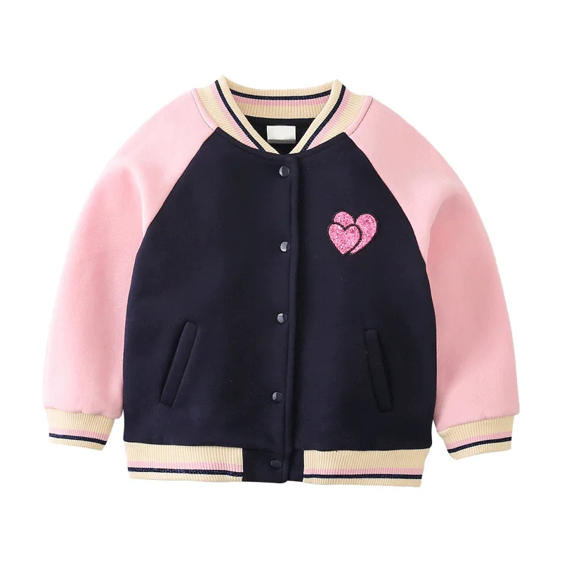 Spring Autumn Girls Baseball Jacket Kids Casual Sport Coat Teenager School Uniform Outerwear Long Sleeve Top 4 5 7 9 11 13 Years