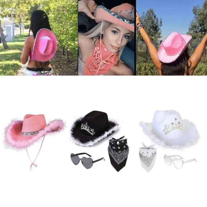 

X5QE Bride Cowboy Hat Bride Cowgirl Hat Bachelorette Party Hat Bridal Party Hat