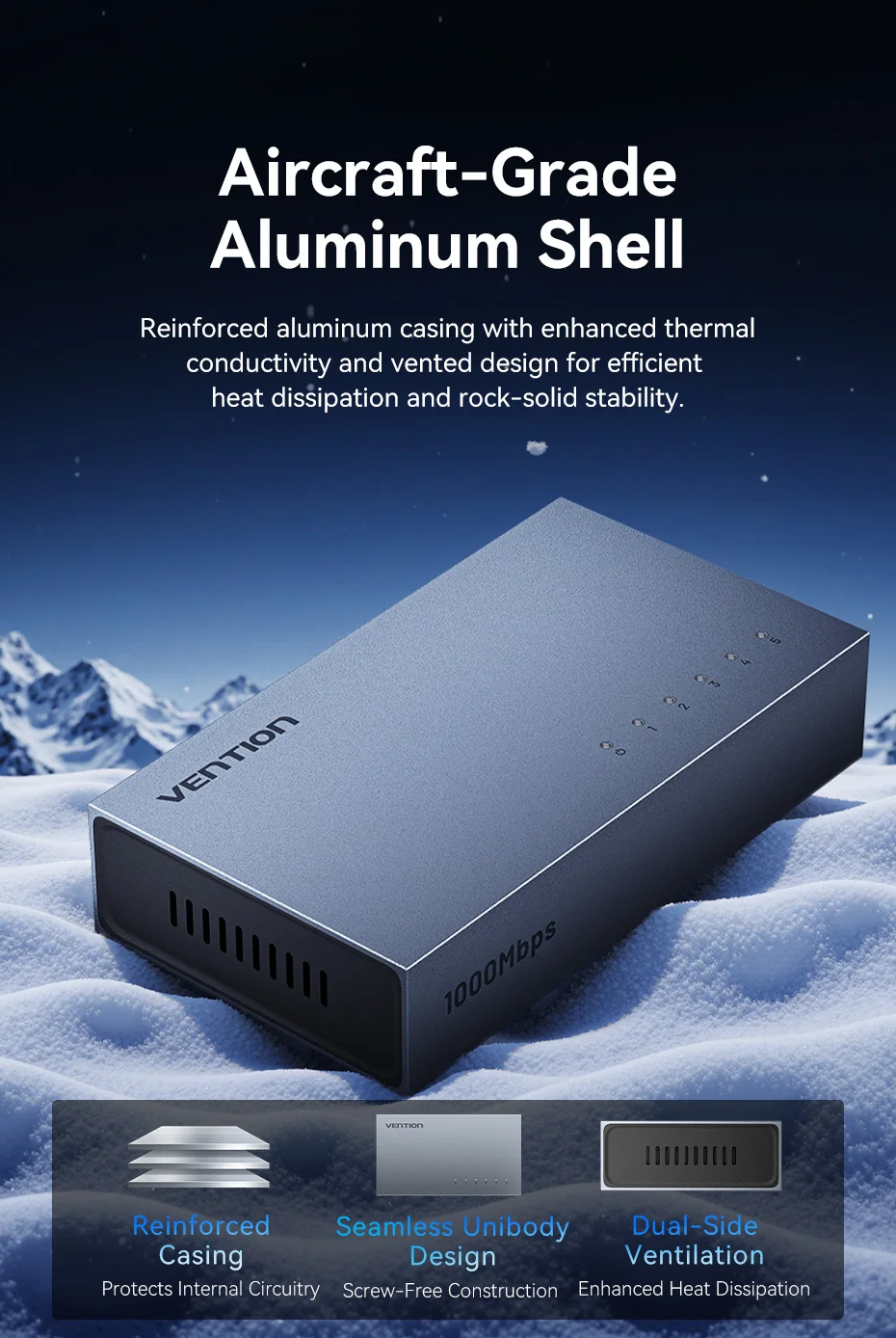 Ethernet Switch 1000Mbps 5 Port Network Smart Switcher for PC Router Lan Hub RJ4