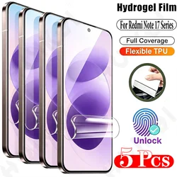 5 - Pack Transparent Hydrogel Screen Protector Film, High Sensitivity, Soft TPU for Redmi Note 17 5G (5 Pcs)
