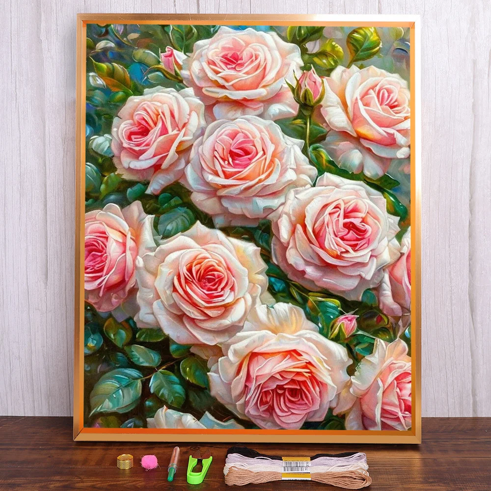 Blume Rose vorgedrucktes Kreuzstich-Set Stickerei Malerei Handarbeit Handarbeit Handarbeit für Erwachsene Promotionen Raumdekoration
