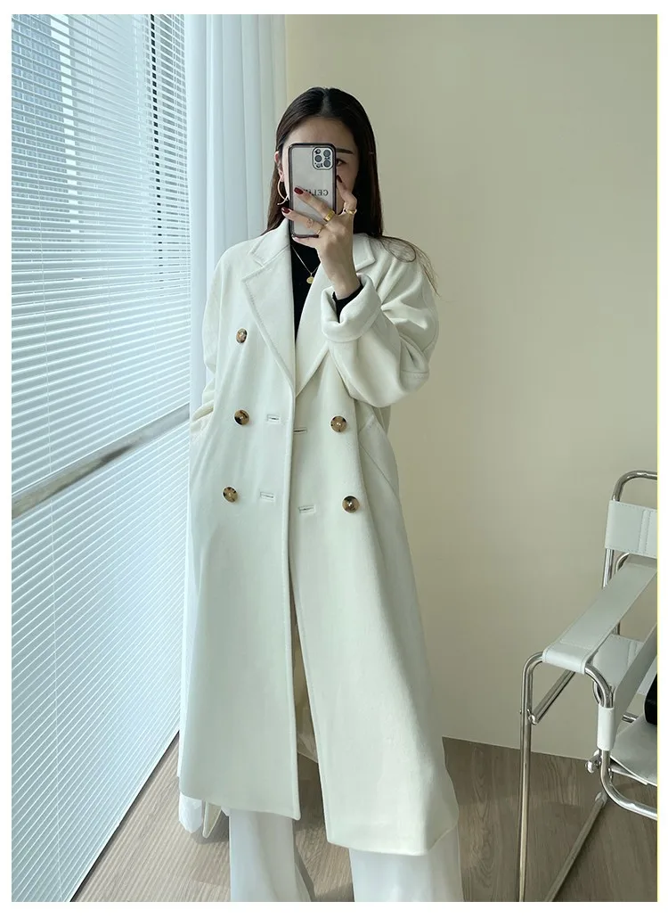 101801 High Quality Women Coat Winter Women's Jacket 10% Cashmere 90% Wool Classic Camel High-End Wool Coat New