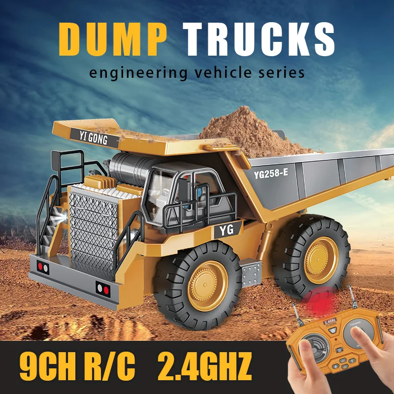 2.4Ghz Rc Excavator Toy Engineering Car Alloy and Plastic Remote Control Digger Mixing Crane Forklift Truck For Children's Gift rc cars,rc trucks,rc construction toy