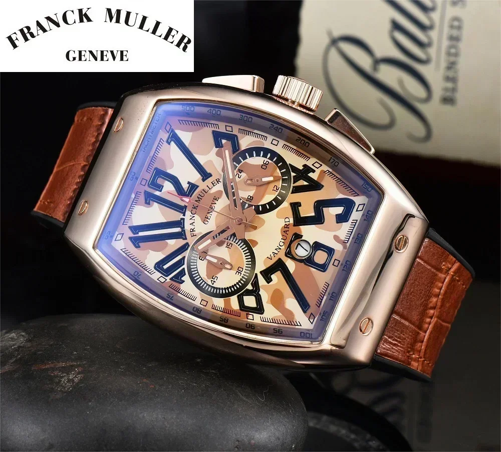 

Tonneau Luxury Watch Men Wrist Watches Leather Large Dial Waterproof Sports Casual Clock Men Quartz Watches Men