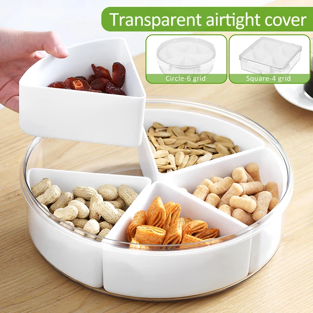 1pc Divided Serving Tray With Lid, Removable Divided Platter Food Storage  Containers With 4 Compartment For Christmas Party, Veggies, Snack, Fruit, Nu