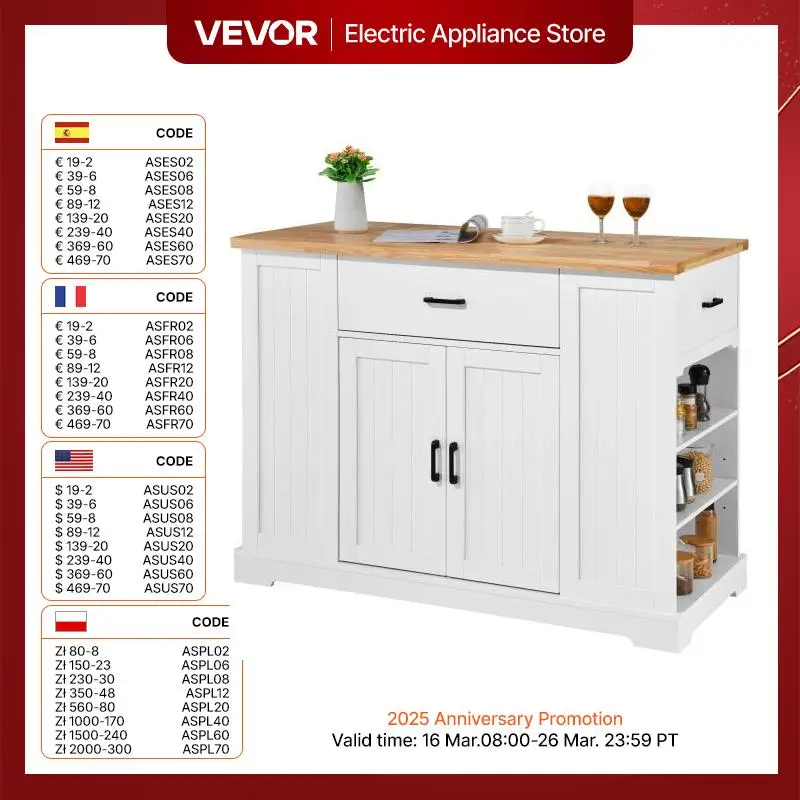 Multifunctional Kitchen Island Cart with Storage