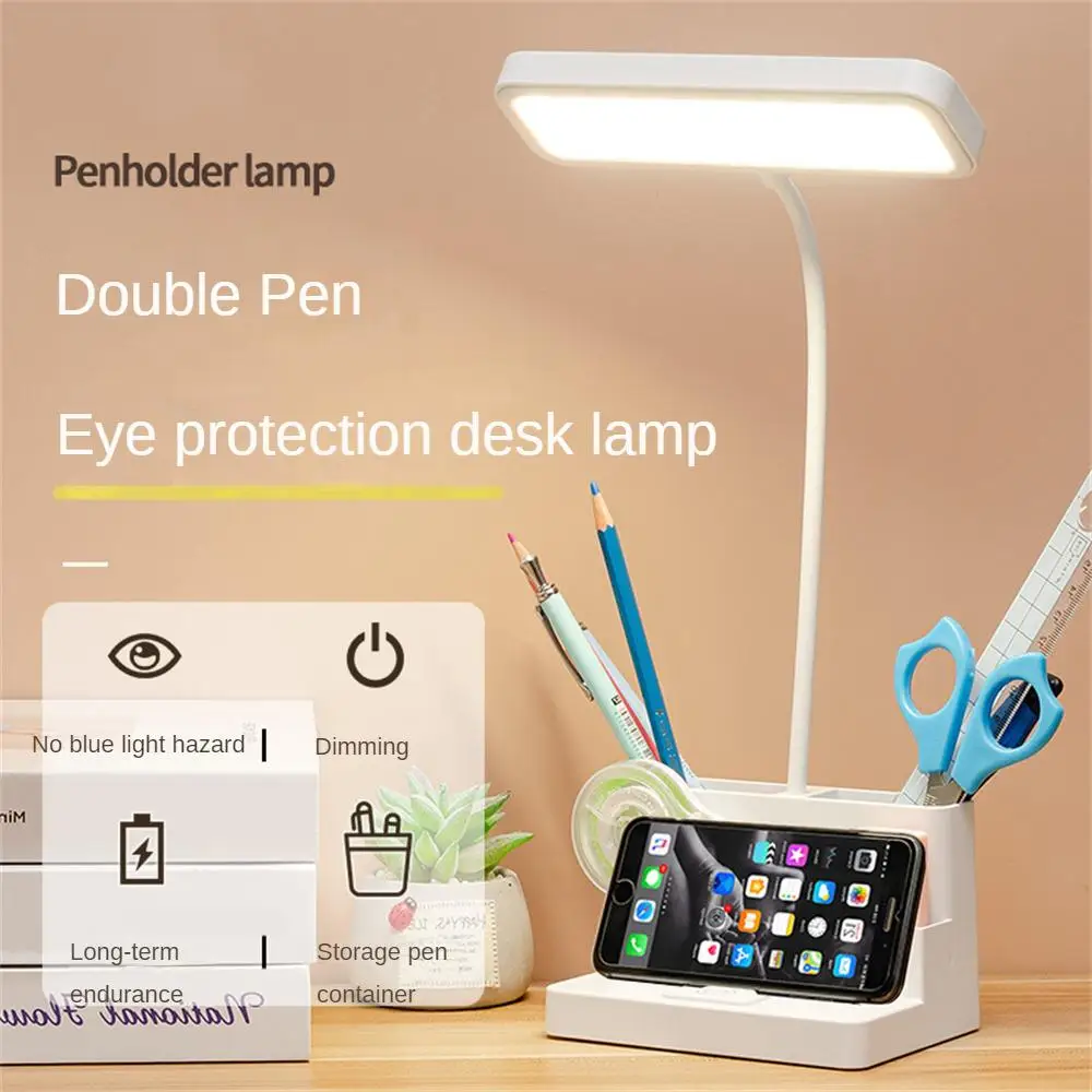 더블 헤드 책상 램프, 180 ° 회전 조도 조절 터치 테이블 램프, 눈 보호 USB 라이트, 학생 야간 독서, 사무실 책, 3 개