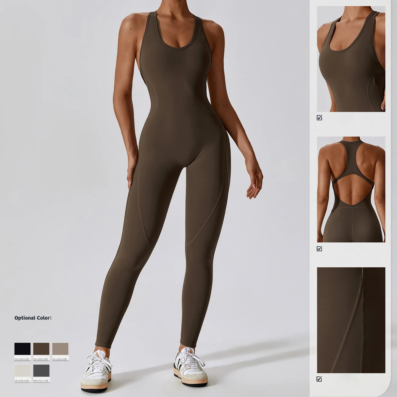 

2024 New Women's One-piece Yoga Pants Sleeveless Sexy Backless Sling Outerwear High Elastic Dance Bodybuilding Bodysuit