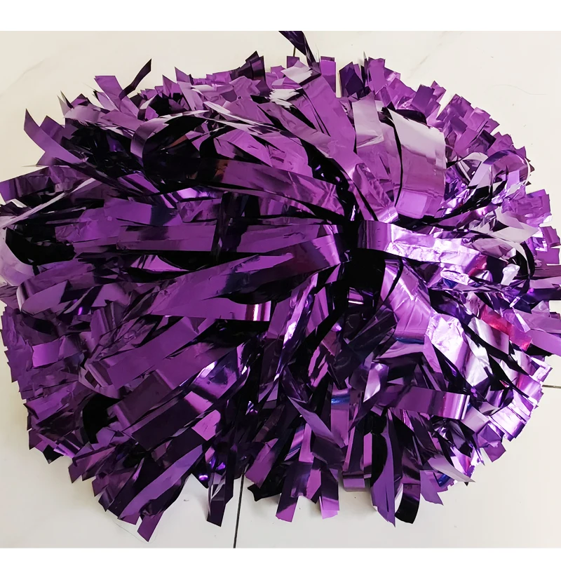 Cheerleading Pom Pom, Metallic White, Rainbow Color, Color Size