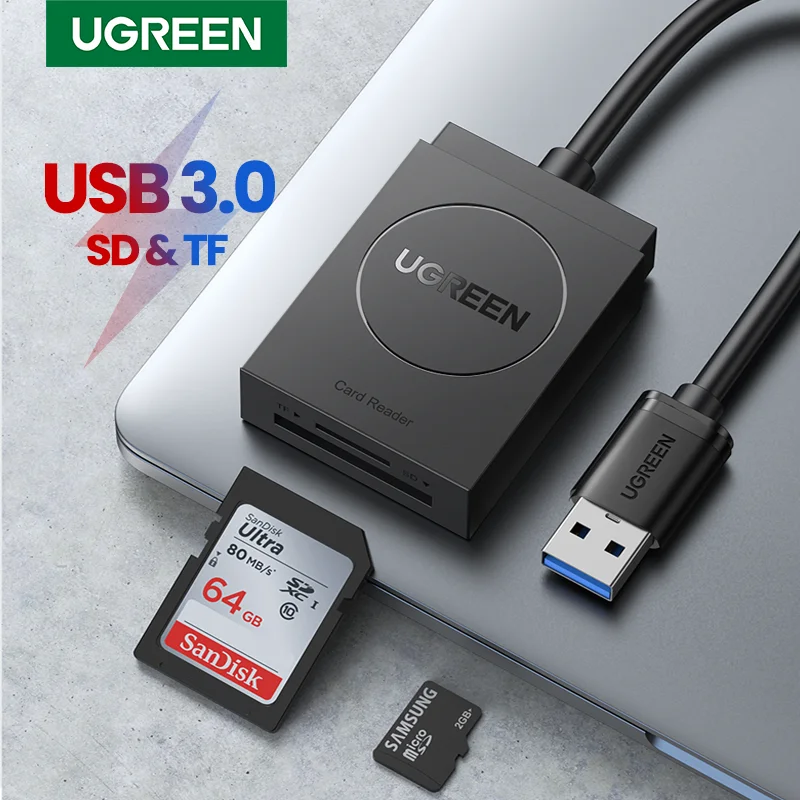 Ugreen-leitor de Cartões Usb 3.0 Adaptador para Cartões Micro sd tf Usb 3.0 para Laptop
