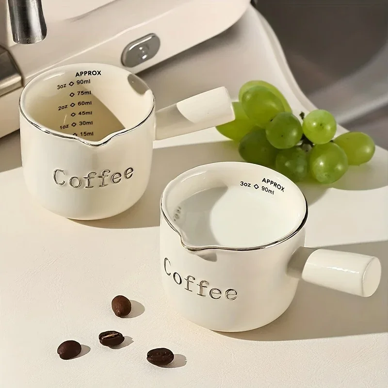

High Appearance Level Espresso Cup with Graduated High-grade Exquisite Ceramic Coffee Measuring Cup Extract Cup Small Milk Cup