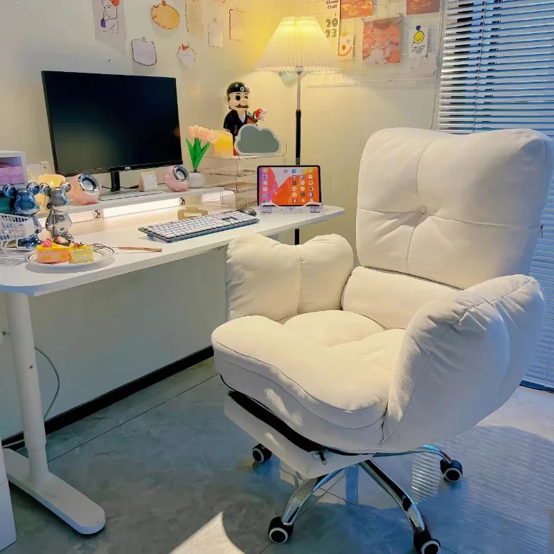 Computer chair white lazy computer chair soft and comfortable sofa chair study table and office reclining floor with backrest home