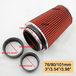 High-Performance Universal Cold Air Intake Sports Air Filter - Washable and Clamp-On (4 inch)