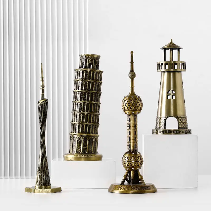 Ornament Crafts Miniature Figurines BJ02 Metal World Famous Building Architecture Model Statue Landmark Tourist Souvenir Home Office Decoration Desk Decoration