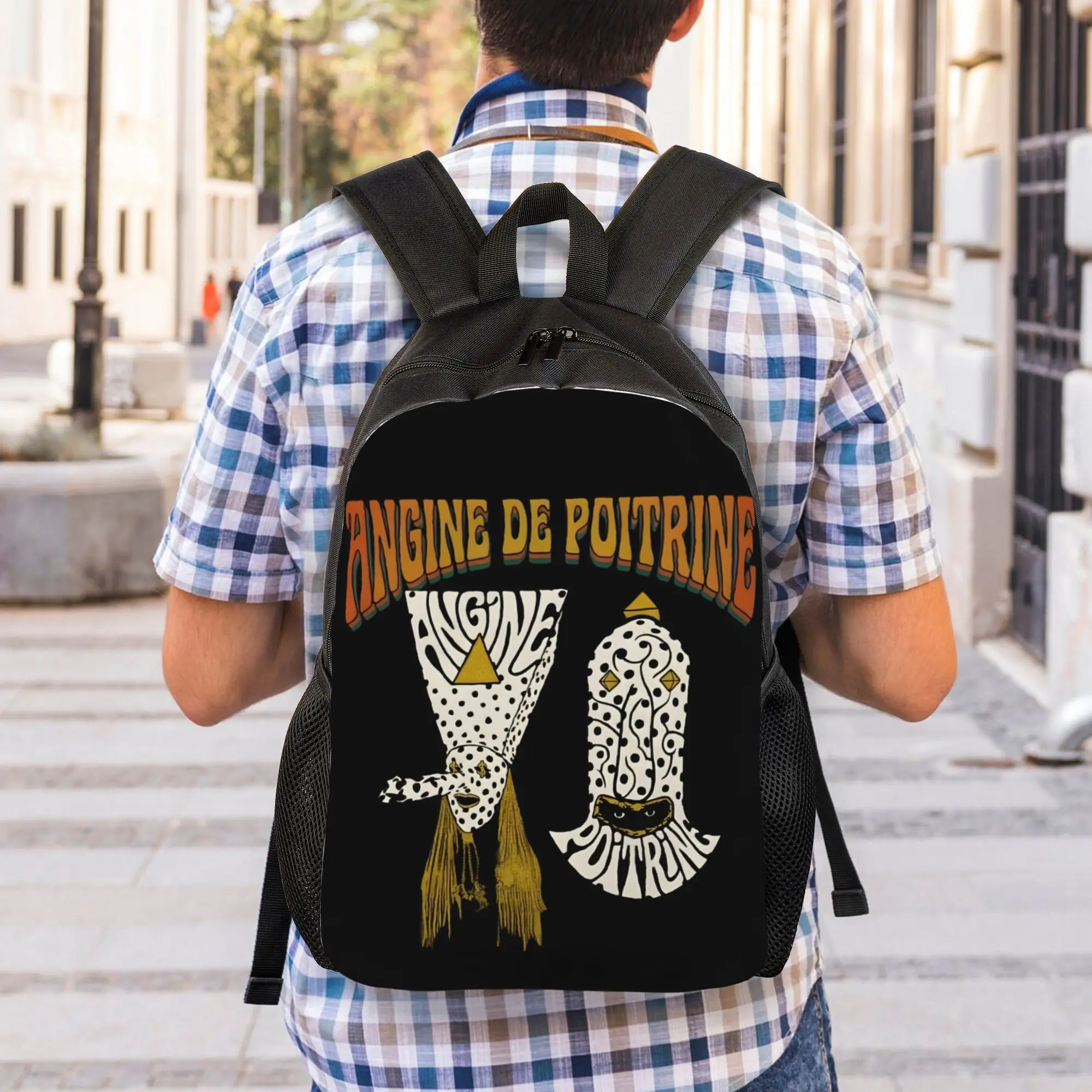 Band Angine De Poitrine Band Rock Cool Backpack 야외 고등학교 작업용 데이팩 남성용 여성용 대학 숄더백