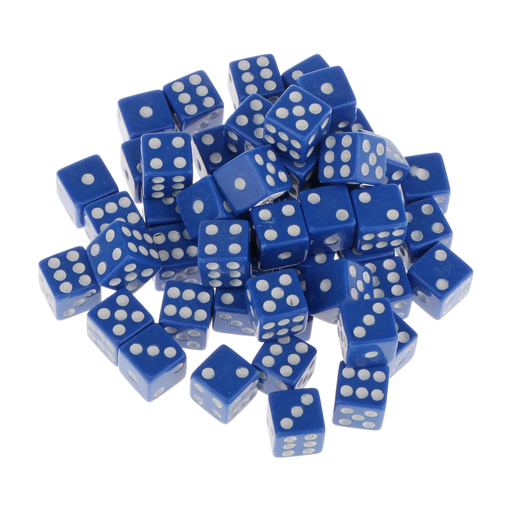 12mm 50Pcs Opaque Acrylic Six Sided Spot Dice Games Spot Dice for Table Game Party Games Toys Gift 6 Colors