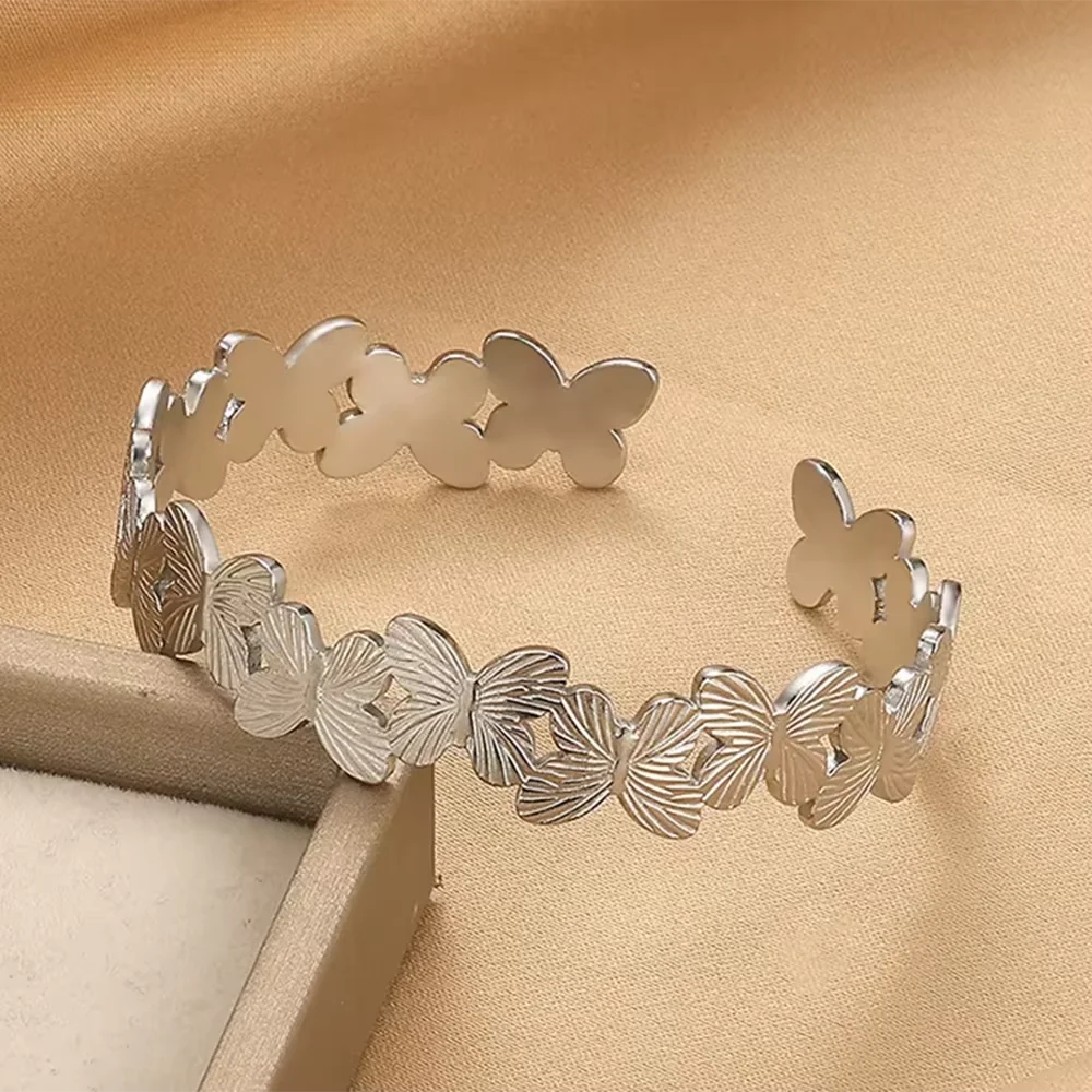Stainless Steel Butterfly Bangles Bracelet For Women